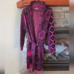 Anthropoligie Vilagallo Abstract Fringe Wool Blend Sweater Womens Size Small